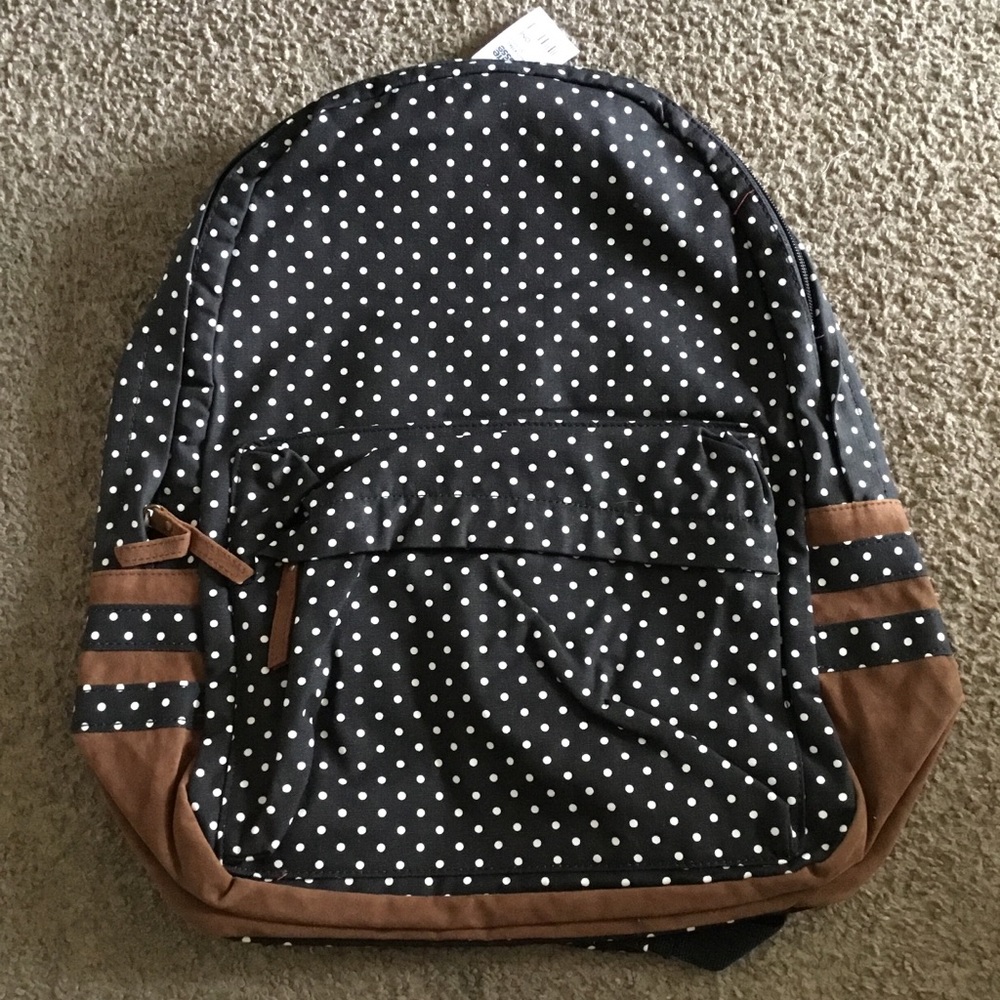 New Black and White Polka Dot Backpack